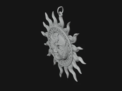 Sun Face Wall Plaque Design 3 - 3D Print Model 3D Print Model
