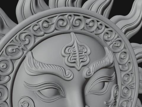 Sun Face Wall Plaque Design 3 - 3D Print Model 3D Print Model