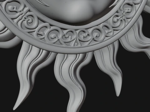 Sun Face Wall Plaque Design 3 - 3D Print Model 3D Print Model
