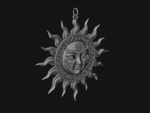 Sun Face Wall Plaque Design 3 - 3D Print Model 3D Print Model