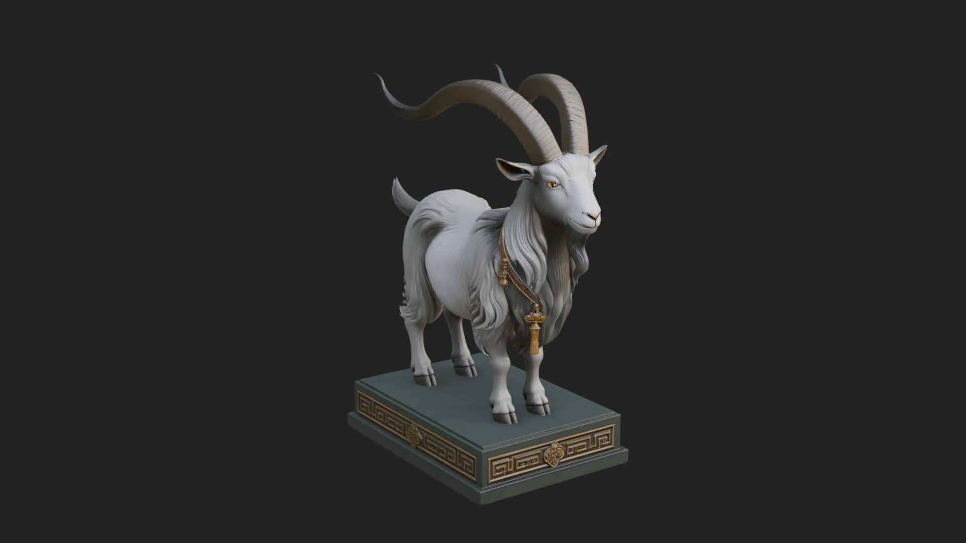 Mountain Goat on Pedestal Statue Design 4 - 3D Print Model 3D Print Model .c4d .max .obj .3ds .fbx .stl .blend 