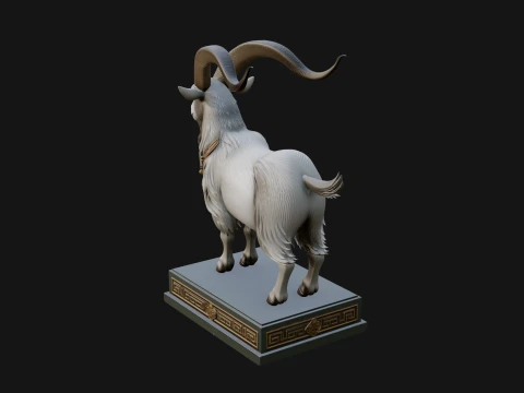 Mountain Goat on Pedestal Statue Design 4 - 3D Print Model 3D Print Model