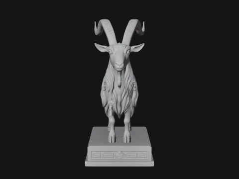 Mountain Goat on Pedestal Statue Design 4 - 3D Print Model 3D Print Model