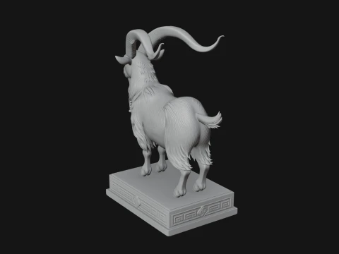 Mountain Goat on Pedestal Statue Design 4 - 3D Print Model 3D Print Model