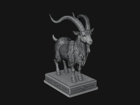 Mountain Goat on Pedestal Statue Design 4 - 3D Print Model 3D Print Model