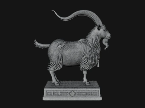Mountain Goat on Pedestal Statue Design 4 - 3D Print Model 3D Print Model
