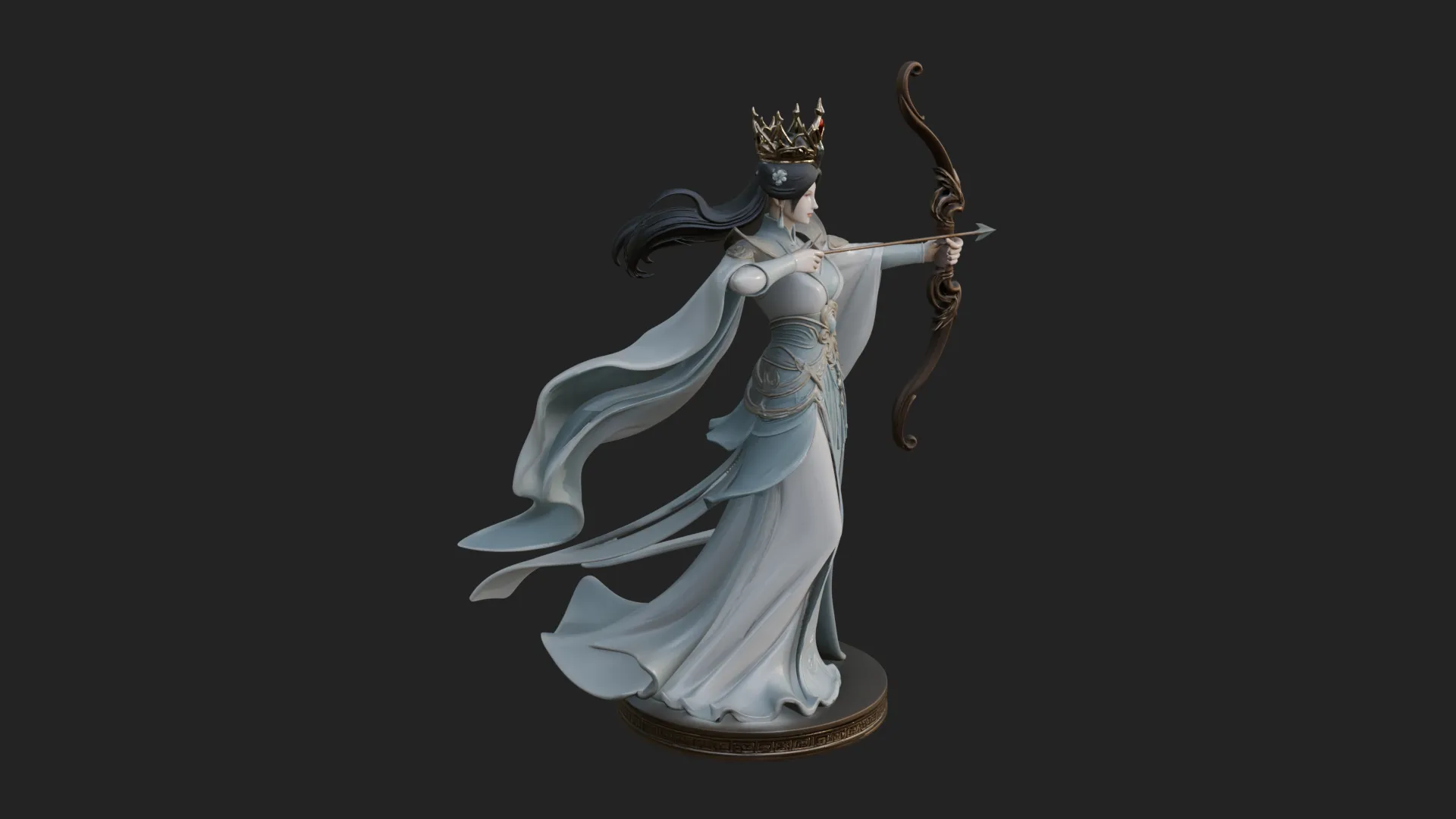 Elven Archer Queen Statue Design 6 - 3D Print Model 3D Print Model .c4d .max .obj .3ds .fbx .stl .blend 