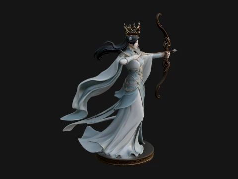 Elven Archer Queen Statue Design 6 - 3D Print Model 3D Print Model