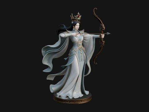 Elven Archer Queen Statue Design 6 - 3D Print Model 3D Print Model