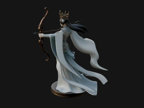 Elven Archer Queen Statue Design 6 - 3D Print Model 3D Print Model