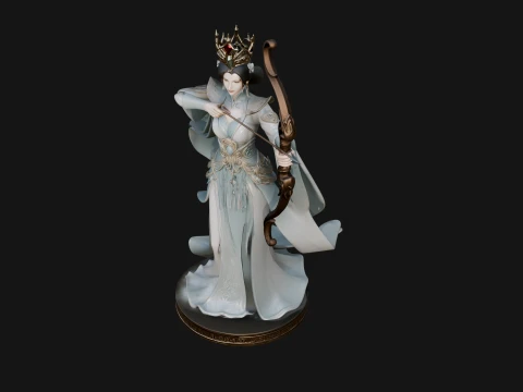 Elven Archer Queen Statue Design 6 - 3D Print Model 3D Print Model