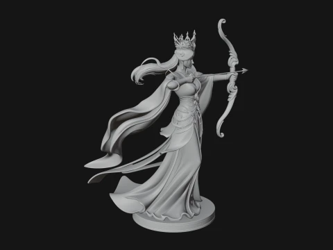 Elven Archer Queen Statue Design 6 - 3D Print Model 3D Print Model