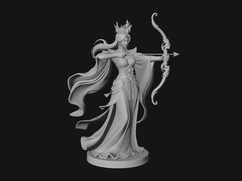 Elven Archer Queen Statue Design 6 - 3D Print Model 3D Print Model