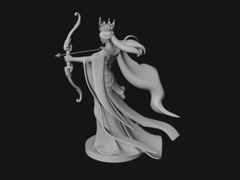 Elven Archer Queen Statue Design 6 - 3D Print Model 3D Print Model
