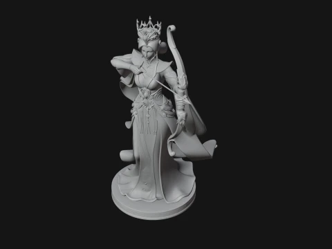 Elven Archer Queen Statue Design 6 - 3D Print Model 3D Print Model