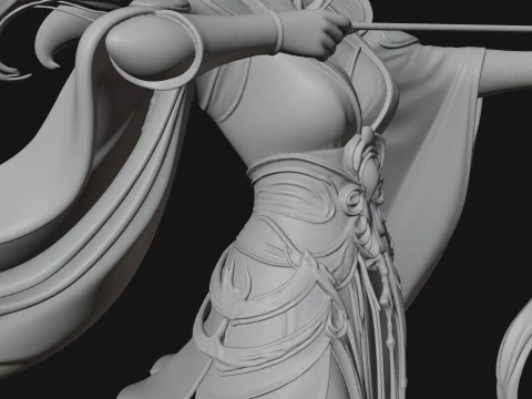Elven Archer Queen Statue Design 6 - 3D Print Model 3D Print Model