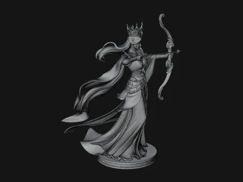 Elven Archer Queen Statue Design 6 - 3D Print Model 3D Print Model