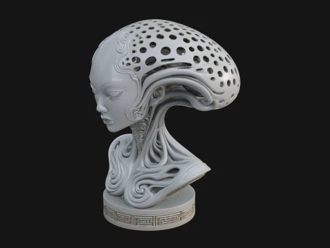 Biomechanical Alien Bust Statue Design 10 - 3D Print Model 3D printmodel