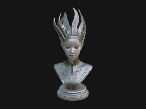 Futuristic Woman Bust Statue Design 9 - 3D Print Model 3D Druckmodell