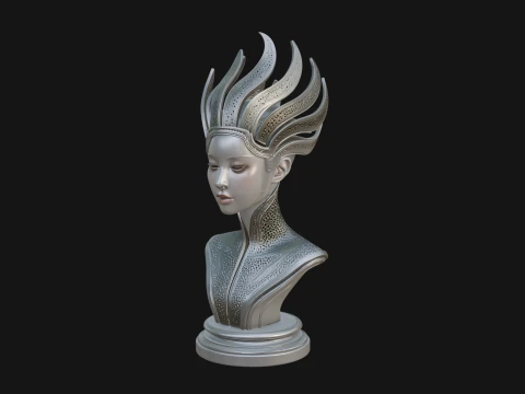 Futuristic Woman Bust Statue Design 9 - 3D Print Model 3D Print Model