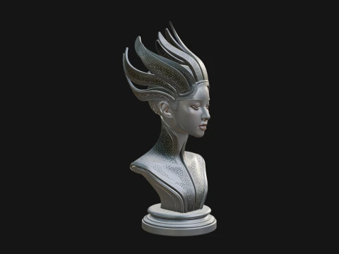 Futuristic Woman Bust Statue Design 9 - 3D Print Model 3D Print Model