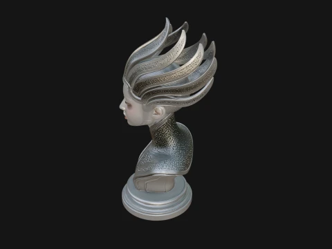 Futuristic Woman Bust Statue Design 9 - 3D Print Model 3D Print Model