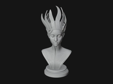 Futuristic Woman Bust Statue Design 9 - 3D Print Model 3D Print Model