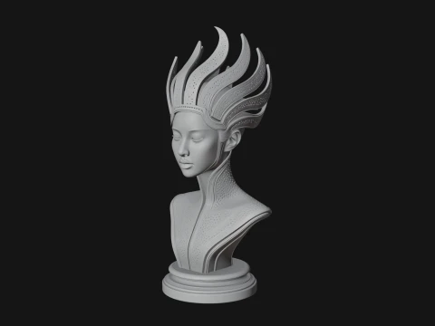 Futuristic Woman Bust Statue Design 9 - 3D Print Model 3D Print Model