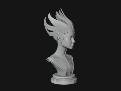 Futuristic Woman Bust Statue Design 9 - 3D Print Model 3D Print Model
