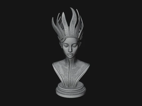 Futuristic Woman Bust Statue Design 9 - 3D Print Model 3D Print Model