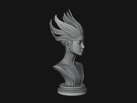 Futuristic Woman Bust Statue Design 9 - 3D Print Model 3D Print Model