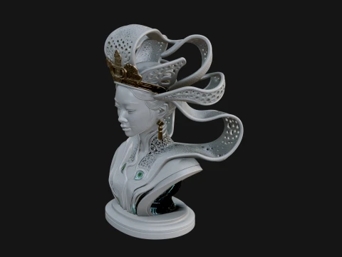 Futuristic Woman Bust Statue Design 10 - 3D Print Model 3D Druckmodell