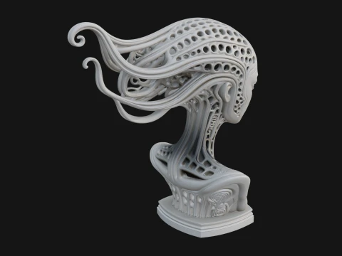 Biomechanical Alien Bust Statue Design 11 - 3D Print Model 3D Print Model