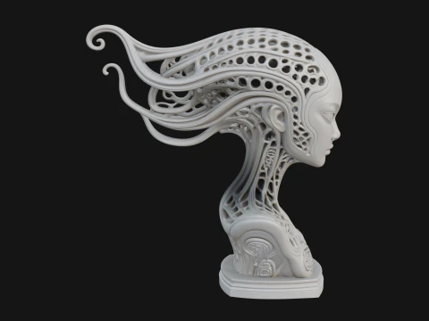 Biomechanical Alien Bust Statue Design 11 - 3D Print Model 3D Print Model
