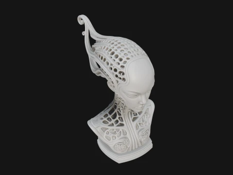 Biomechanical Alien Bust Statue Design 11 - 3D Print Model 3D Print Model
