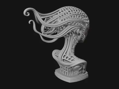 Biomechanical Alien Bust Statue Design 11 - 3D Print Model 3D Print Model
