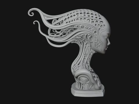 Biomechanical Alien Bust Statue Design 11 - 3D Print Model 3D Print Model