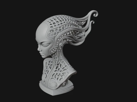 Biomechanical Alien Bust Statue Design 11 - 3D Print Model 3D Print Model