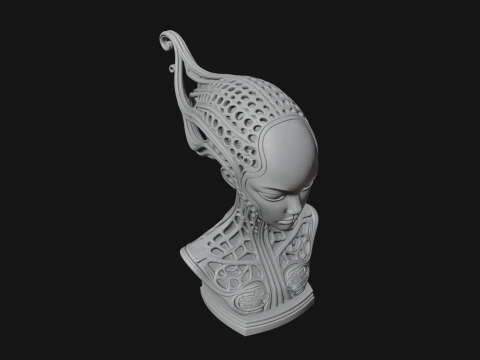 Biomechanical Alien Bust Statue Design 11 - 3D Print Model 3D Print Model