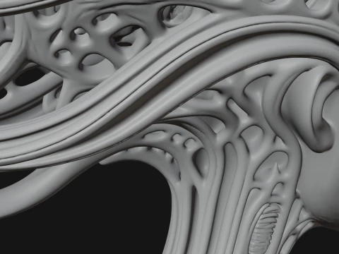 Biomechanical Alien Bust Statue Design 11 - 3D Print Model 3D Print Model