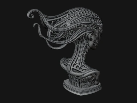 Biomechanical Alien Bust Statue Design 11 - 3D Print Model 3D Print Model