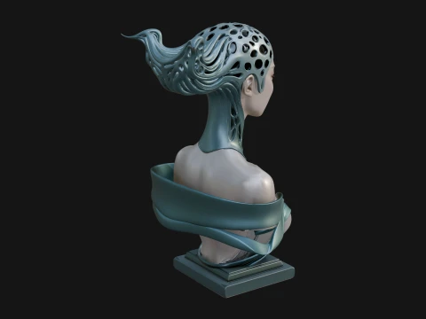 Biomechanical Alien Bust Statue Design 12 - 3D Print Model 3D Print Model