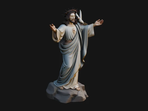 Winged Christ Statue Design 7 - 3D Print Model Modèles 3D en vedette