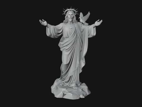 Winged Christ Statue Design 7 - 3D Print Model 3D Print Model