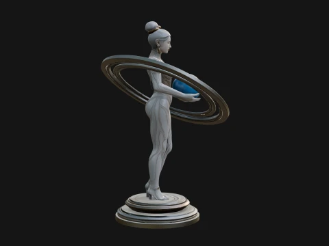 Cosmic Goddess with Rings Statue Design 4 - 3D Print Model 3D Print Model