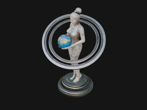 Cosmic Goddess with Rings Statue Design 4 - 3D Print Model 3D Print Model
