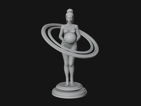 Cosmic Goddess with Rings Statue Design 4 - 3D Print Model 3D Print Model
