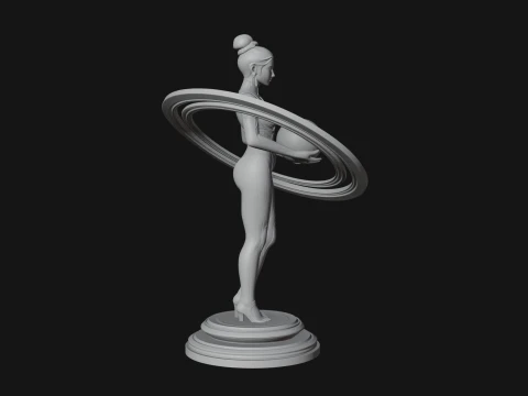 Cosmic Goddess with Rings Statue Design 4 - 3D Print Model 3D Print Model