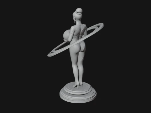 Cosmic Goddess with Rings Statue Design 4 - 3D Print Model 3D Print Model