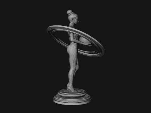 Cosmic Goddess with Rings Statue Design 4 - 3D Print Model 3D Print Model